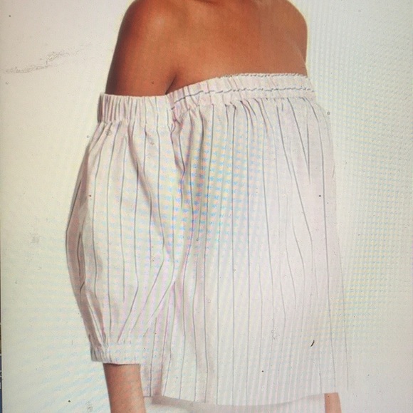 Milly Tops - Milly New York silk blend off shoulder striped top